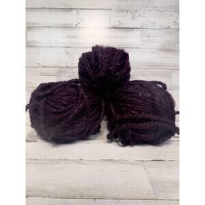 2.5 Rolls of Dark Purple Sparkly Yarn Unmarked 12.5 oz. Total Hat Scarf